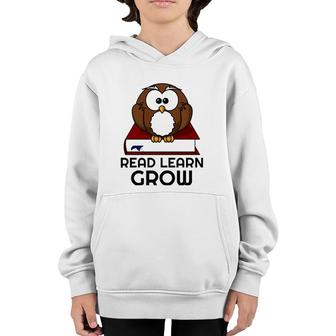 Cute Read Learn Grow Wise Owl English Teacher Design Youth Hoodie | Mazezy