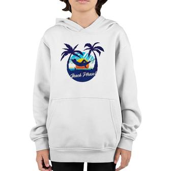 Cute Tropical Beach Please Sunset And Palm Trees - Beach Youth Hoodie | Mazezy