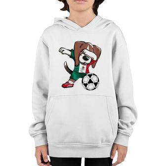Dabbing Beagle Mexico Soccer Fans Jersey Mexican Football Youth Hoodie | Mazezy