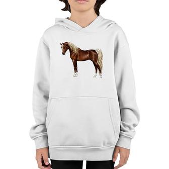 Dark Chestnut Flaxen Mane Egyptian Arabian Horse Gift Premium Youth Hoodie | Mazezy