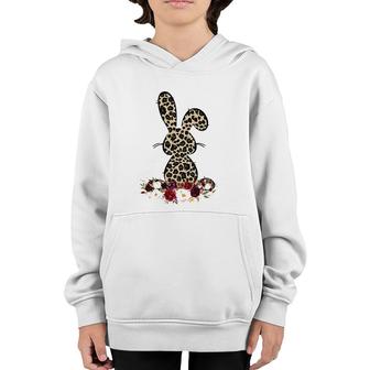 Easter Cute Gift For Her Mom Teen Girls Wife Leopard Bunny Youth Hoodie | Mazezy