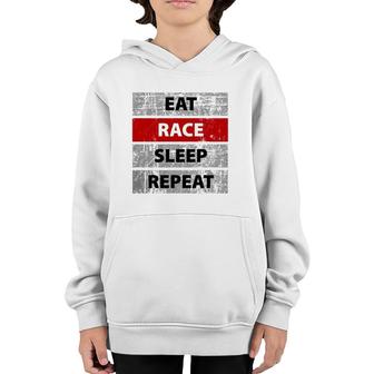 Eat Race Sleep Repeat Vintage Retro Distressed Racing Youth Hoodie | Mazezy
