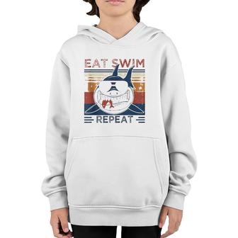 Eat Swim Repeat Shark Lovers Retro Vintage For The Week Youth Hoodie | Mazezy
