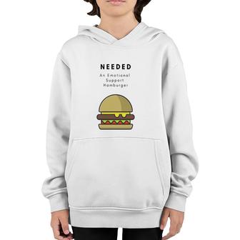 Emotional Support Hamburger Lover Gift Youth Hoodie | Mazezy