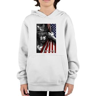 Faith Over Fear Jesus American Flag Patriot Christian Youth Hoodie | Mazezy CA