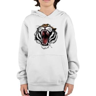 Fearsome Tiger - Roaring Big Cat Animal Youth Hoodie | Mazezy