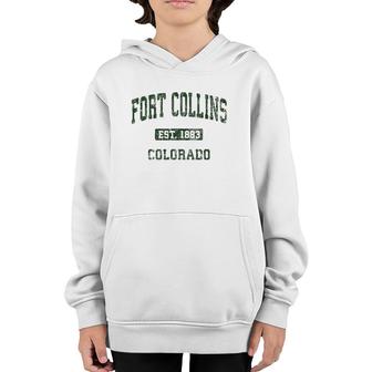 Fort Collins Colorado Co Vintage Athletic Sports Design Youth Hoodie | Mazezy