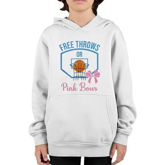 Free Throws Or Pink Bows Gender Reveal Designs Youth Hoodie | Mazezy