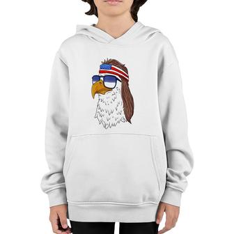 Funny American Bald Eagle Mullet 4Th Of July Youth Hoodie | Mazezy
