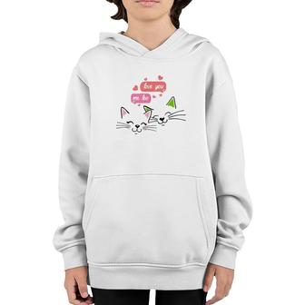 Funny Cute Cats For Cats And Pets Lover For Valentine's Day Youth Hoodie | Mazezy