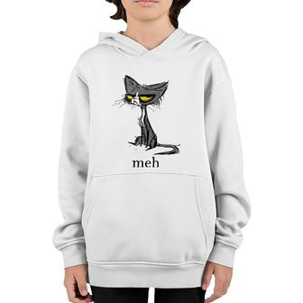 Funny Meh Cat Gift For Cat Lovers Youth Hoodie | Mazezy