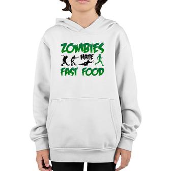 Funny Zombies Hate Fast Food Slow Runner Running Gift Youth Hoodie | Mazezy UK