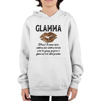 Glamma Leopard Lips Kiss- Glam-Ma Description- Mother's Day Youth Hoodie | Mazezy