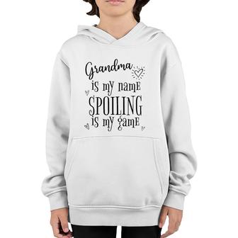 Grandma Gift Grandma Is My Name Spoiling Is My Game Hearts Youth Hoodie | Mazezy