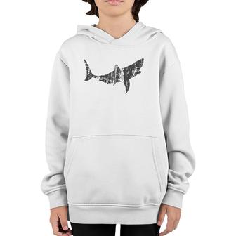 Great White Shark Vintage Design Great White Shark Print Youth Hoodie | Mazezy
