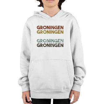 Groningen Netherlands Vintage 80'S Style Youth Hoodie | Mazezy AU
