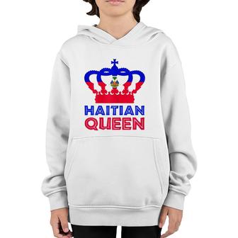 Haitian Queen Womens Red Blue Perfect Haiti Flag Crown Gift Youth Hoodie | Mazezy