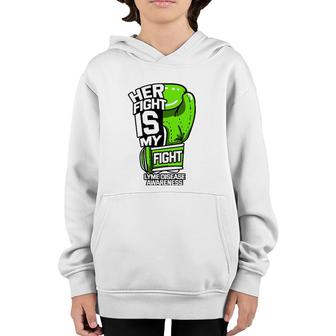 Her Fight Is My Fight Lyme Disease Awareness Erythema Green Youth Hoodie | Mazezy