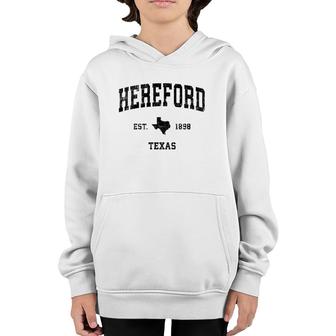 Hereford Texas Tx Vintage Sports Design Black Print Youth Hoodie | Mazezy