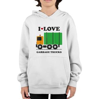 I Heart Love Garbage Trucks Little Boys Kids Youth Hoodie - Seseable