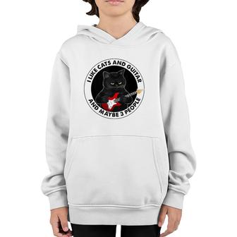 I Like Cats And Guitar And Maybe 3 People Mother's Day Fun Youth Hoodie | Mazezy