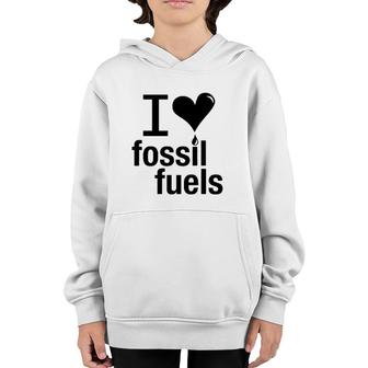 I Love Fossil Fuels Version Youth Hoodie | Mazezy