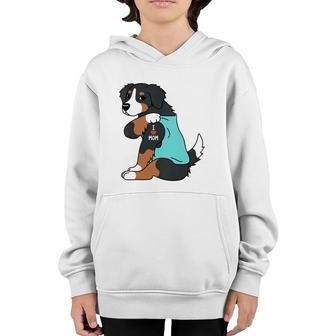 I Love Mom Tattoo Bernese Mountain Dog Funny Mother's Day Youth Hoodie | Mazezy