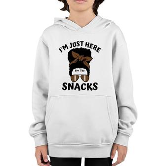 I'm Just Here For The Snacks Black Women Football Gameday Youth Hoodie | Mazezy