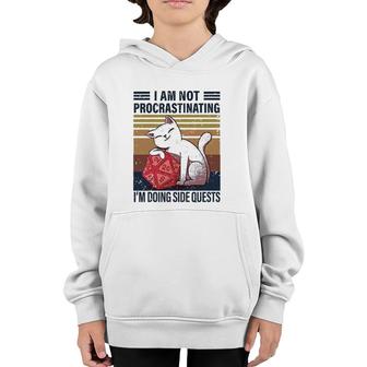 I'm Not Procrastinating I'm Doing Side Quests D20 Rpg Cat Youth Hoodie | Mazezy