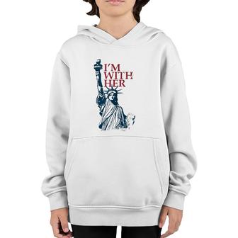 I'm With Her Statue Of Lady Liberty Patriotic 4Th Of July Youth Hoodie | Mazezy