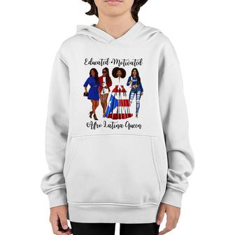 Inspiring Afro Latina Queen Puerto Rican Womans Rico Flag Youth Hoodie | Mazezy
