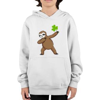 Irish Leprechaun Dabbing Sloth St Patrick's Day Gift Green Youth Hoodie | Mazezy