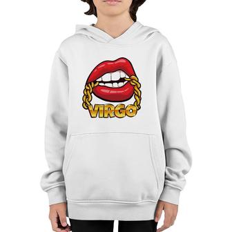 Juicy Lips Gold Chain Virgo Zodiac Sign Youth Hoodie | Mazezy