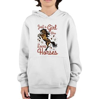 Just A Girl Who Loves Horses Girls Women Moms Horse Lovers Youth Hoodie | Mazezy