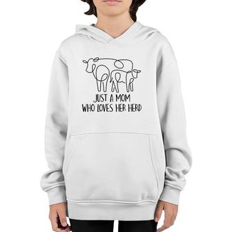 Just A Mom Who Loves Her Herd Mother's Day Present Farm Mama Youth Hoodie | Mazezy CA