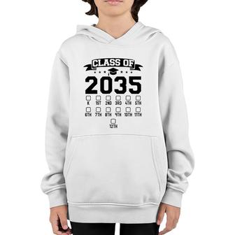 Kindergarten Class Of 2035 First Day Of School Check Mark Youth Hoodie | Mazezy