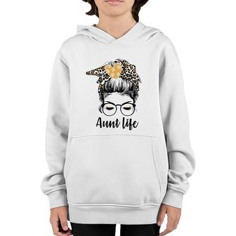 Leopard Auties Aunt Life Cute Messy Bun Girl Mother's Day Youth Hoodie | Mazezy