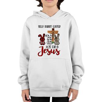 Leopard Red Plaid Silly Rabbit Easter Is For Jesus Youth Hoodie | Mazezy