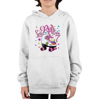 Let's Roll Into 7Th Birthday Unicorn Roller Skate 7 Yrs Old Youth Hoodie | Mazezy