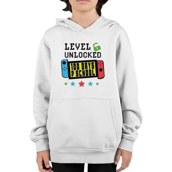 Level Unlocked 100 Days Of School Gamer Graphic Art Design Youth Hoodie | Mazezy