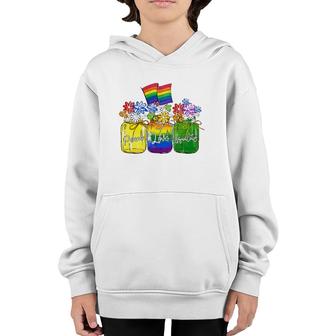 Lgbt Peace Love Equality , Rainbow Floral Lgbt Flag Youth Hoodie | Mazezy