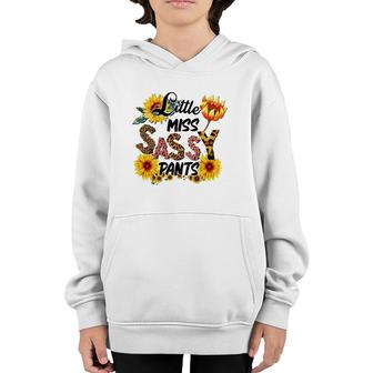 Little Miss Sassy Pants Cowhide Sunflower Leopard Western Youth Hoodie | Mazezy