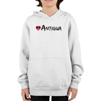 Love Antigua Heart Country Flag Souvenir Gift Youth Hoodie | Mazezy