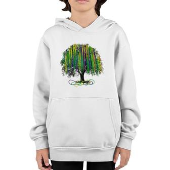 Mardi Gras Tree Beads New Orleans 2022 Watercolor Vintage Raglan Baseball Tee Youth Hoodie | Mazezy