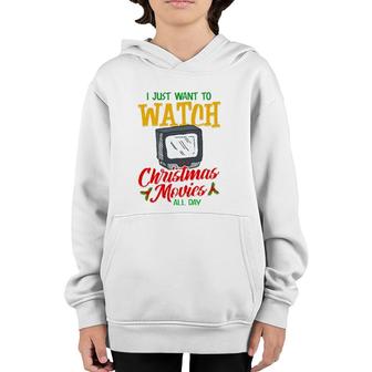 Mens Christmas Movie Lover Fan Watch Tv At Xmas Youth Hoodie | Mazezy