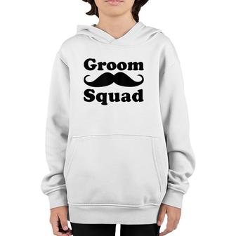 Mens Funny Groom Squad Mustache Bachelor Party Groomsman Gift Youth Hoodie | Mazezy