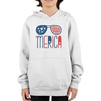 Merica American Flag Aviators Toddler4th July Usa Flag Sunglass Youth Hoodie | Mazezy