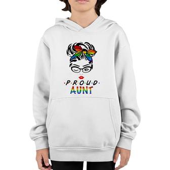 Messy Hair Bun Proud Aunt Lgbt Gay Pride Support Lgbtq Youth Hoodie | Mazezy
