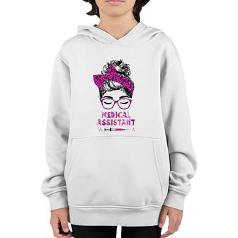 Messy Hair Woman Bun Medical Assistant Proud Nurse Life Youth Hoodie | Mazezy