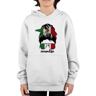 Mexican Mom Messy Bun Mexico Pride Patriotic Mother's Day Youth Hoodie | Mazezy